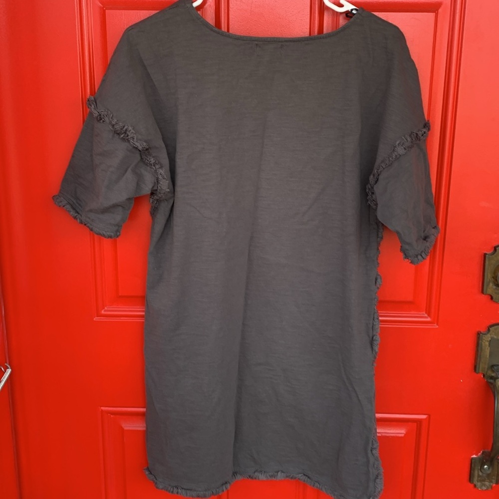 Umgee Charcoal Ruffle Trim Top - Picture 6 of 6